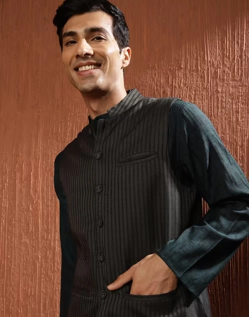 Black Viscose Silk Woven Jacket