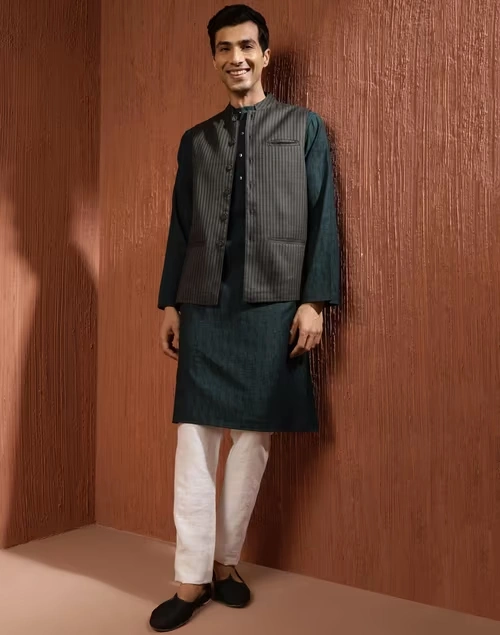 Black Viscose Silk Woven Jacket