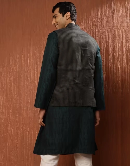 Black Viscose Silk Woven Jacket