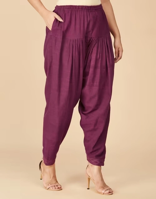 Wine�Cotton Full Length Salwar