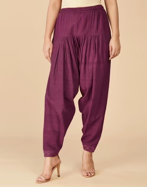 Wine�Cotton Full Length Salwar