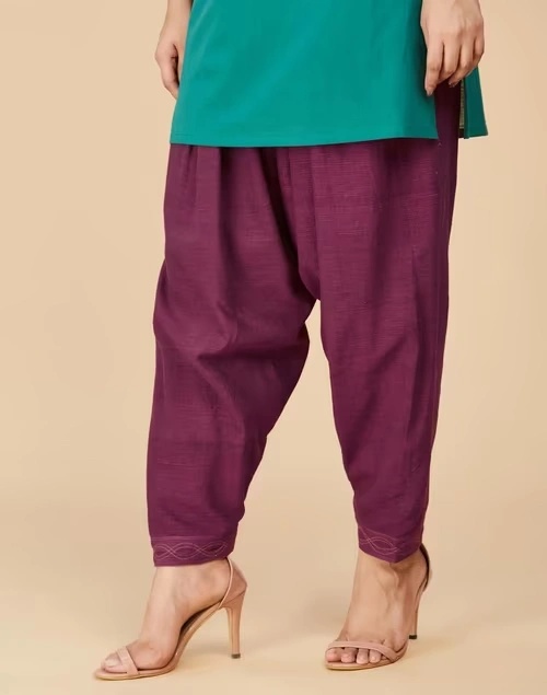 Wine�Cotton Full Length Salwar