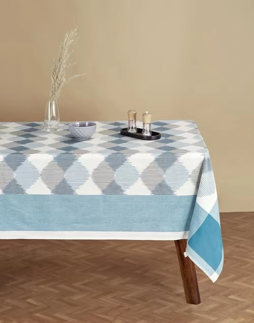 Blue Cotton Woven Saumya Table Cover