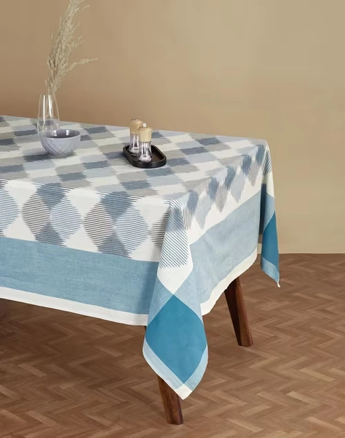 Blue Cotton Woven Saumya Table Cover