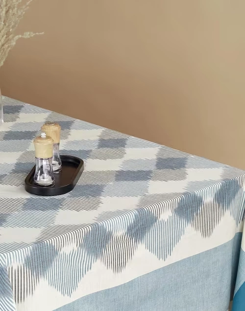 Blue Cotton Woven Saumya Table Cover 4 Blue Cotton Woven Saumya Table Cover