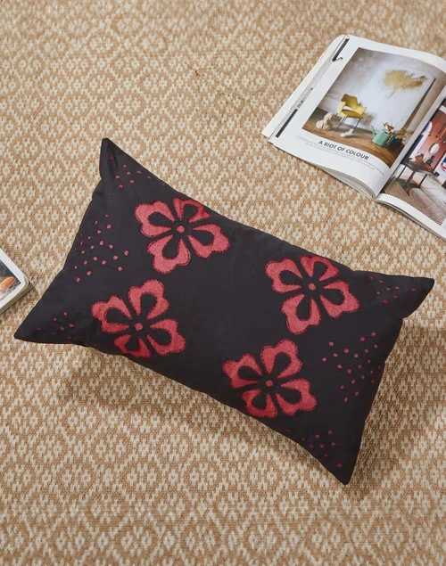 Black Cotton Embroidered Miran Cushion Cover