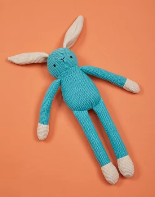 Blue Poly Filled Cotton Rabbit Toy
