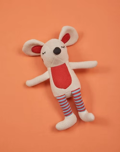 Blue Poly Filled Cotton Mouse Toy