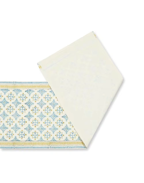 Blue Cotton Printed Tastir Runner- Large 4 Blue Cotton Printed Tastir Runner- Large