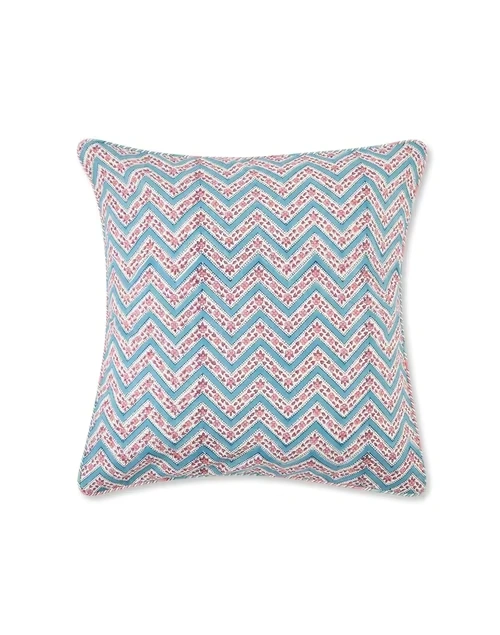 Blue Cotton Palampur Printed Cushion Cover