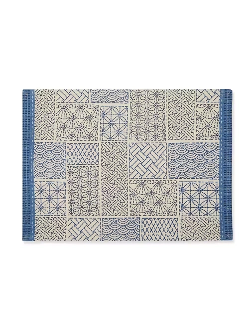 Blue Cotton Neer Printed Mat Set Of 6