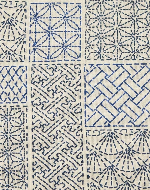 Blue Cotton Neer Printed Mat Set Of 6