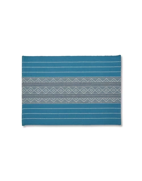 Blue Cotton Woven Saumya Mat Set of 6