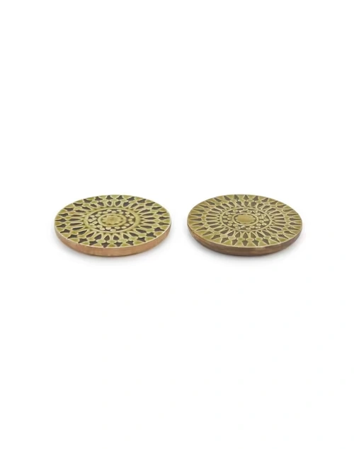 Green Wood Rang Enamelled Trivet Set Of 2