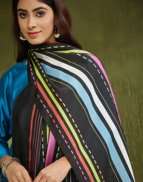 Black Silk Striped Stole