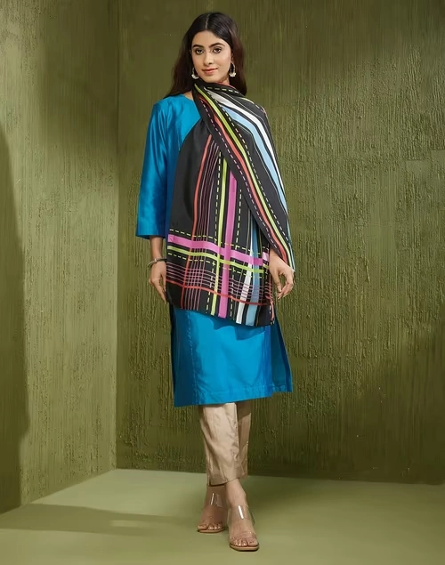 Black Silk Striped Stole 4 Black Silk Striped Stole