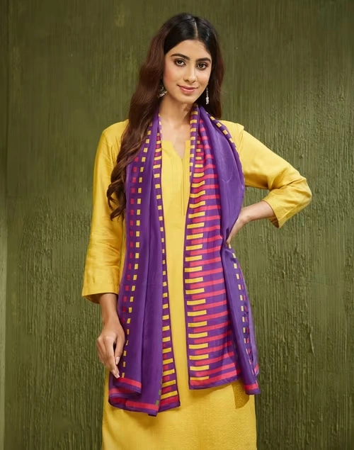 Purple Silk Woven Stole