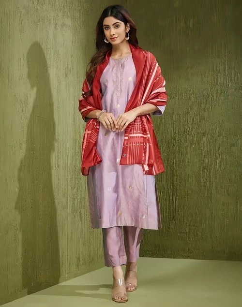 Red Silk Striped Stole 3 Red Silk Striped Stole