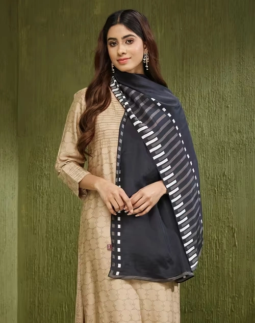 Black Silk Woven Stole