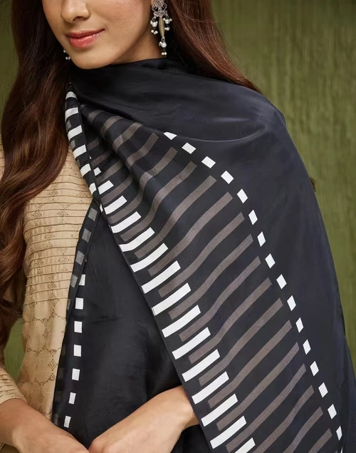 Black Silk Woven Stole