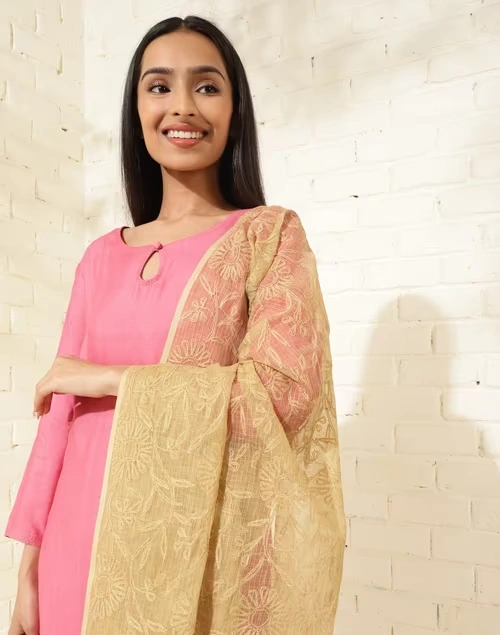 Beige Cotton Silk Chikankari Dupatta 3 Beige Cotton Silk Chikankari Dupatta