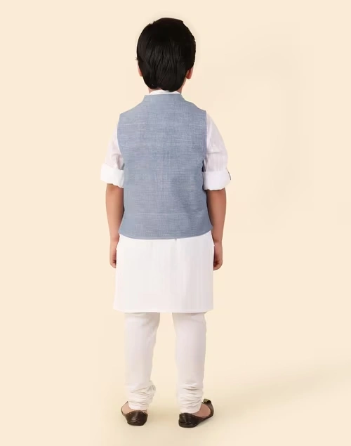 White Cotton Hand Woven 2Pc Kurta Set