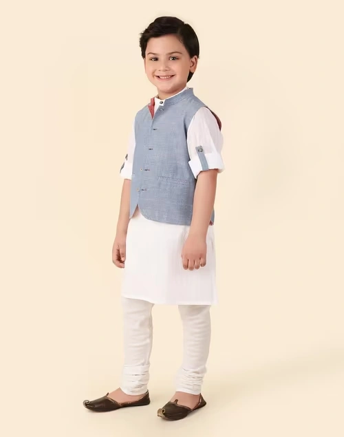 White Cotton Hand Woven 2Pc Kurta Set 3 White Cotton Hand Woven 2Pc Kurta Set