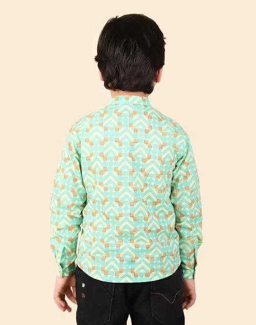 Green Cotton Hand Block Printed Short Kurta