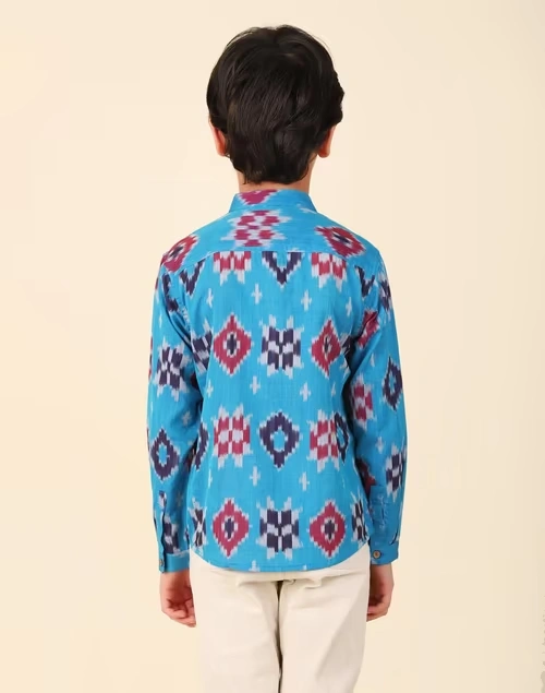 Blue Cotton Ikat Shirt