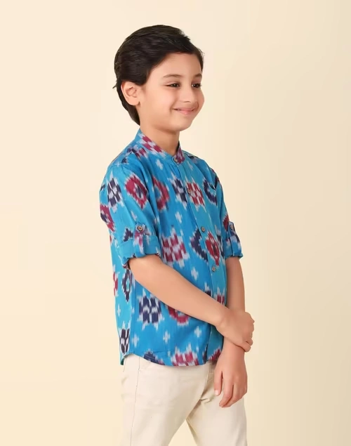 Blue Cotton Ikat Shirt