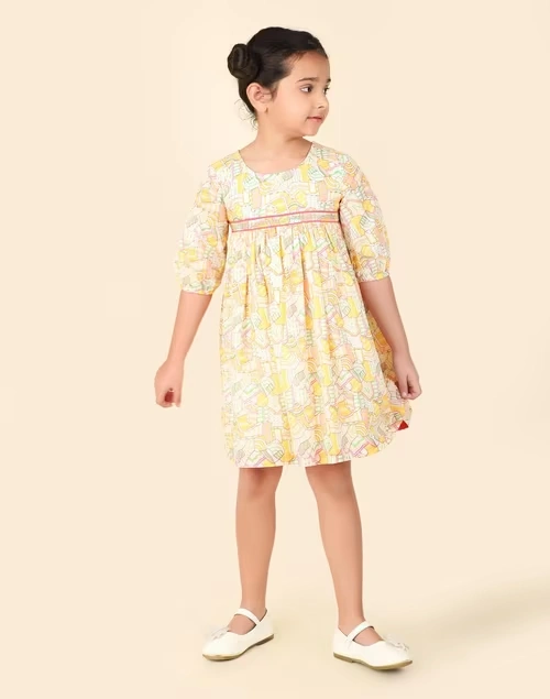 Multi Cotton Printed Dress