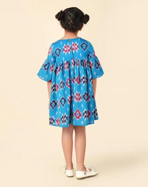 Blue Cotton Ikat Dress