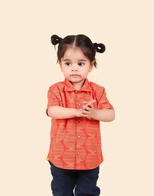 Red Cotton Printed Shirt