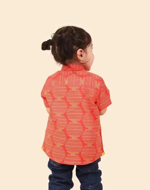 Red Cotton Printed Shirt