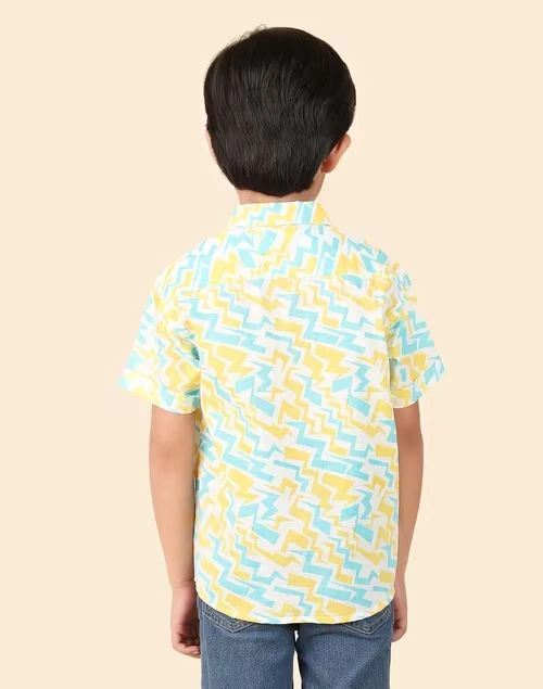 White Cotton Printed Shirt