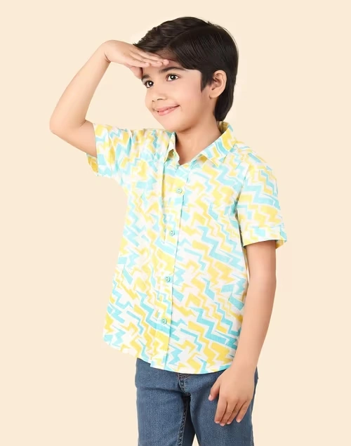 White Cotton Printed Shirt