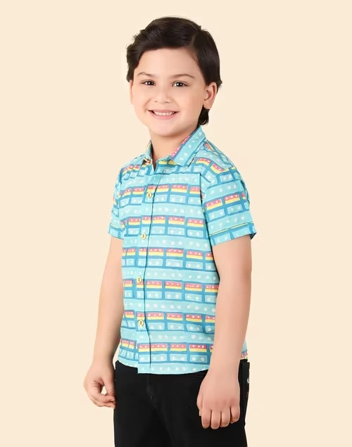 Blue Cotton Hand Block Printed Shirt 4 Blue Cotton Hand Block Printed Shirt