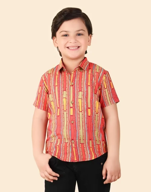 Red Cotton Printed Shirt