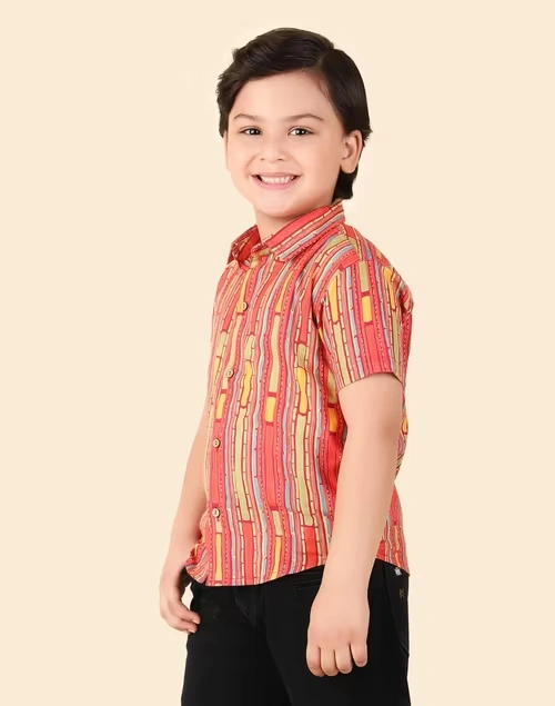 Red Cotton Printed Shirt