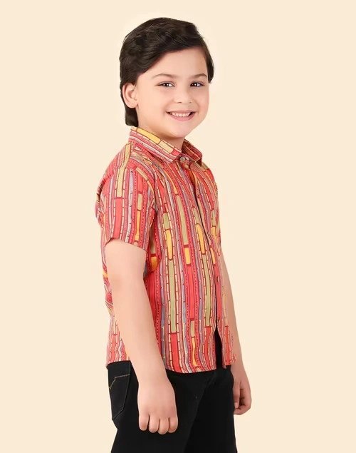 Red Cotton Printed Shirt