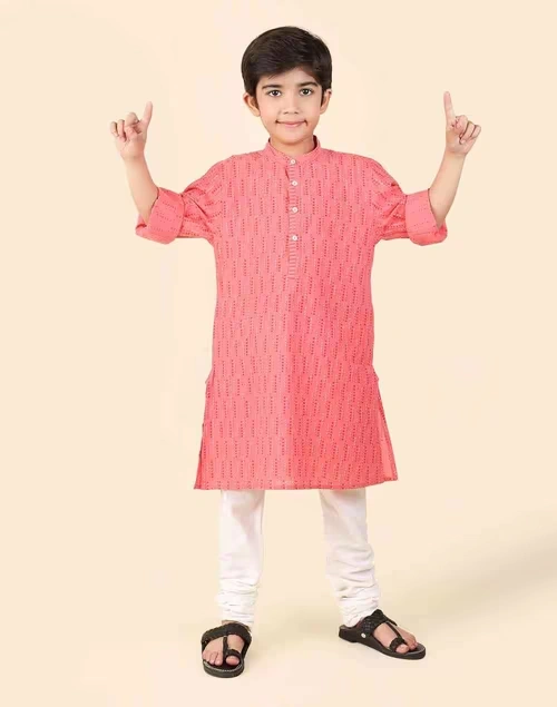 Orange Cotton Hand Block Printed Long Kurta