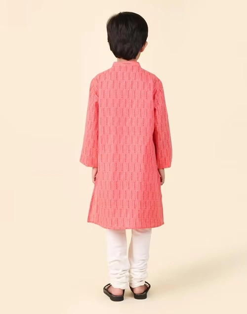 Orange Cotton Hand Block Printed Long Kurta