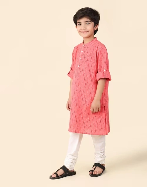 Orange Cotton Hand Block Printed Long Kurta 3 Orange Cotton Hand Block Printed Long Kurta