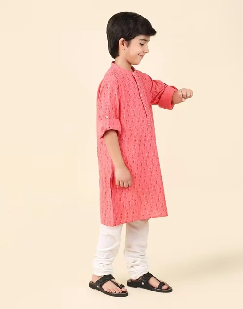 Orange Cotton Hand Block Printed Long Kurta 4 Orange Cotton Hand Block Printed Long Kurta