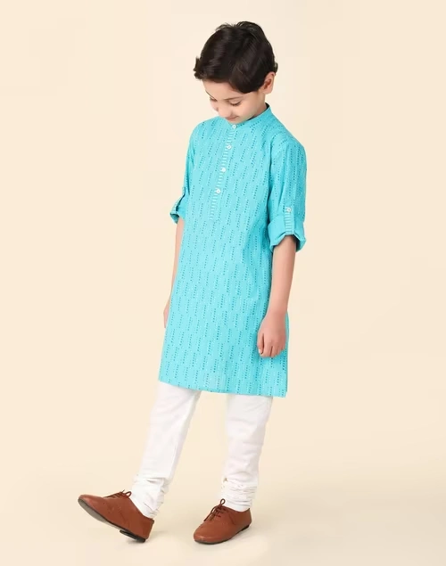 Blue Cotton Hand Block Printed Long Kurta 4 Blue Cotton Hand Block Printed Long Kurta