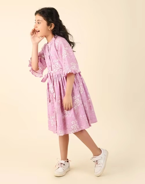 Pink Cotton Printed Dress 4 Pink Cotton Printed Dress