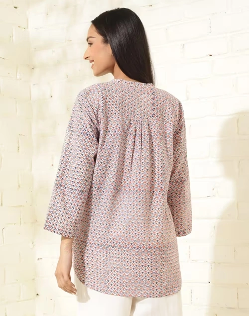 Natural Cotton Hand Block Printed Tunic 4 Natural Cotton Hand Block Printed Tunic