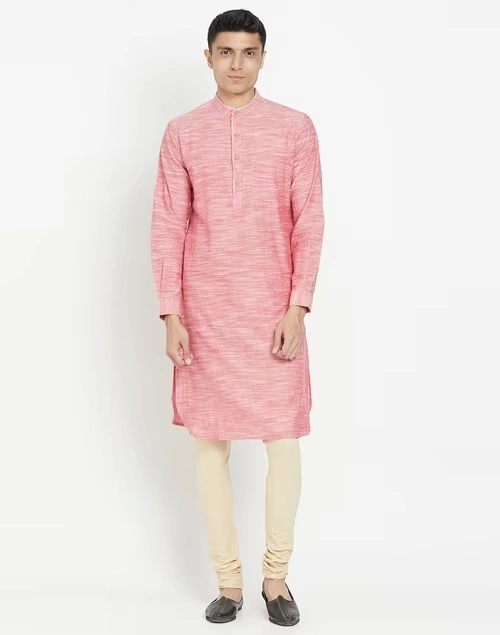 Cotton Slim Fit Long Kurta With Cuff