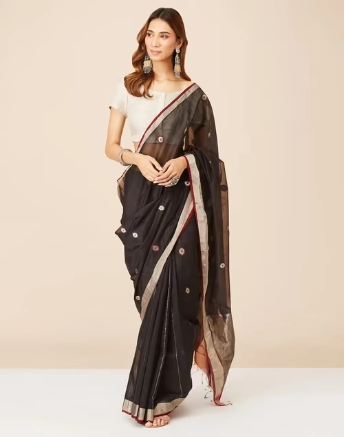 Silver Tissue Woven Blouse Stitched