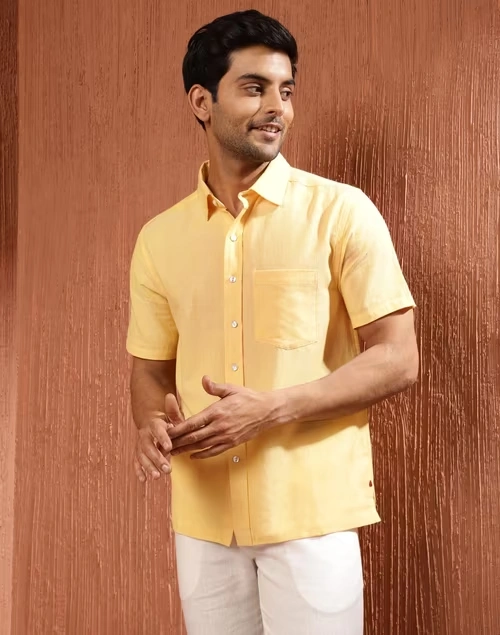Yellow Cotton Bush Shirt